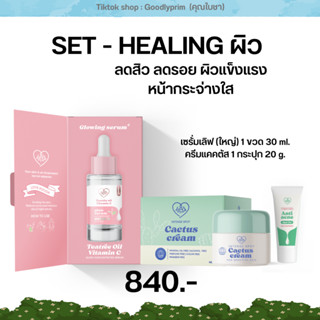 SET - HEALING ผิว เซ็ตลดสิว ลดรอย (Cactus cream, Serum love)