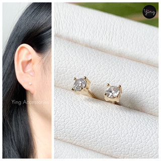 ✨NEW✨ต่างหูเพชรติดหู งานเพชรจิ๋ว ขนาด 2.5 mm ก้านเงินแท้