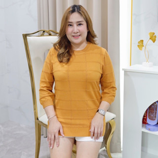 เสื้อไหมพรมผ้ายืด นิ่มมากคอกลม 5 ส่วน ฟรีไซส์ อก38-48”