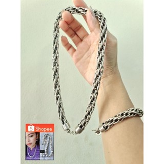 ชุดเซ็ทสร้อยคอ สร้อยข้อมือ ถักกลมโบราณงานช่างชนเผ่า