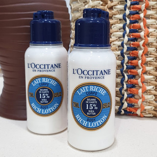 โลชั่นบำรุงผิว 😘  Loccitane Rich Body Lotion 15 % Shea Butter ขนาดทดลอง75 ml.ฉลากไทย ของแท้ 100% Loccitane