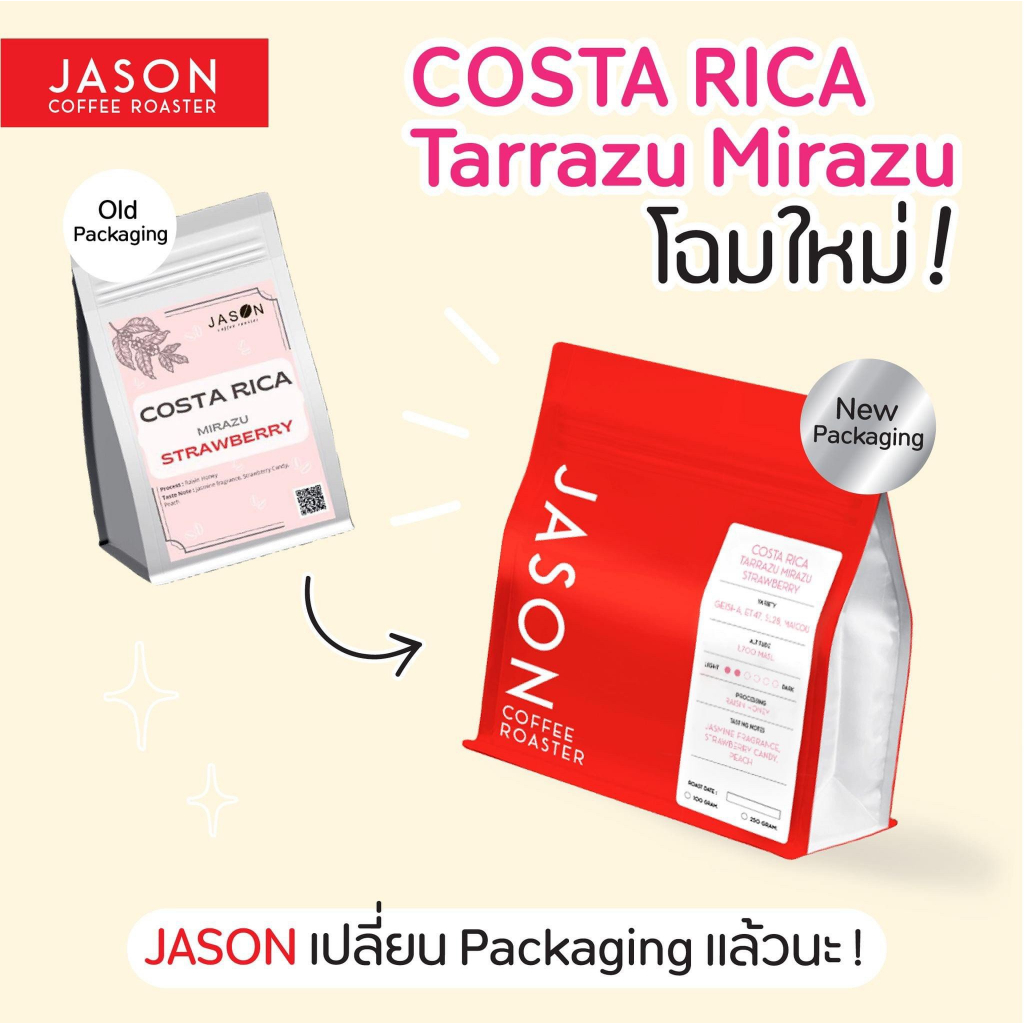 เมล็ดกาแฟคั่ว Costa Rica Tarrazu Mirazu Strawberry 100G   [Jason coffee roaster]