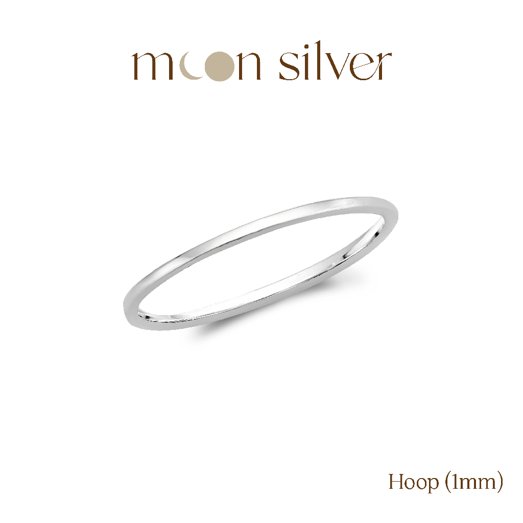 Moonsilver แหวนเงินเกลี้ยง 1mm กลม รุ่น Hoop แหวนเงินแท้925