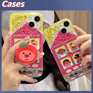 คูปองเคลม🎀เคสไอโ case for iphone 11 12 การ์ตูนน่ารักสี่ตารางloopy เคส 14 13 12 11 pro max เคสโทรศัพท์ทนทานพร้อมขาตั้ง