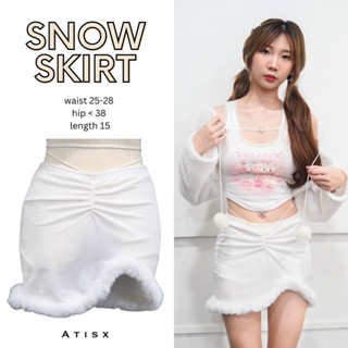 Snow skirt ⛄️❄️ กระโปรงรุ่น สโนว์ ดีเทลขนฟูๆ สายพันเอว มีซับใน ไม่ต้องกลัวโป๊