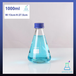 ขวดรูปชมพู่ ฝาเกลียว Erlenmeyer Flask with screw cap 250ml, 500ml,1000ml
