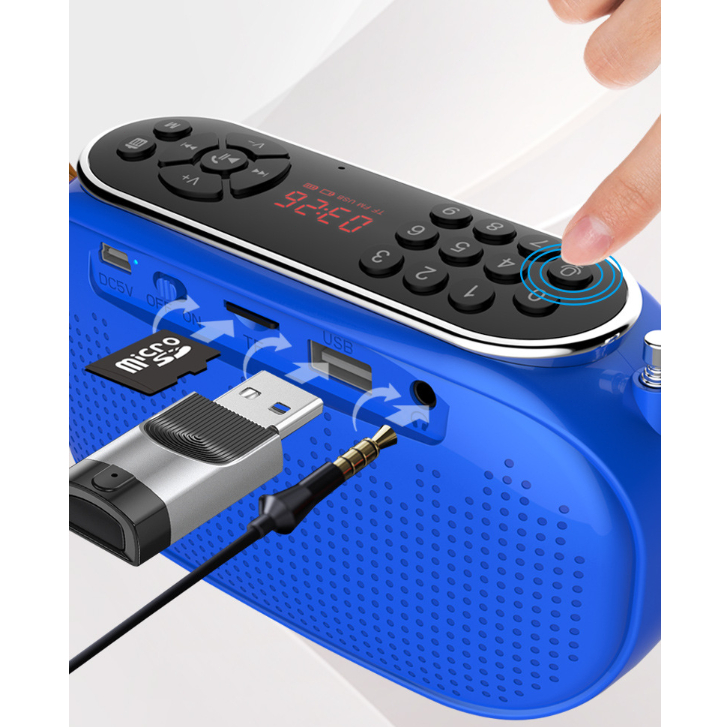 ลำโพงวิทยุ เครื่องเล่นเสียงวิทยุ FM รองรับ USB Bluetooth TF AUX มัลติฟังก์ชั่นสีแดง ห่อสวย ฟัง สวดมนต์ เทศนา ราคา ถูกที่สุด ดีลบีเคเค แกลเลอรีภาพที่ 4
