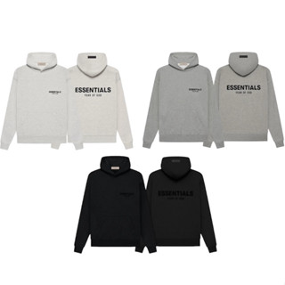 ESSENTIALS FRONT+BACK LOGO VELVET HOODIE