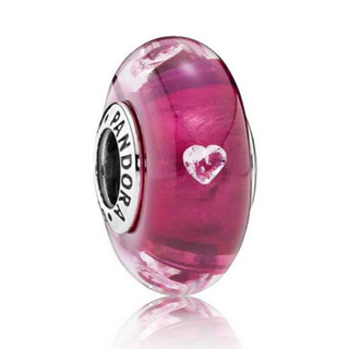 ⭐️(พร้อมส่ง)มูซันเซ็ต PANDORA Pink Hearts Murano Glass Charm ของเเท้100