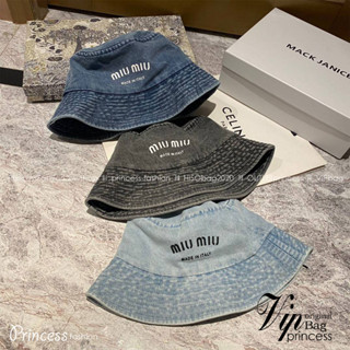 MlU MlU Denim Logo Bucket Hat / MlU MlU Bucket Hat "ของมันต้องมี" หมวกงานคุณภาพที่สุด เกรดท็อปออริ เดนิมสุดคลาสสิก