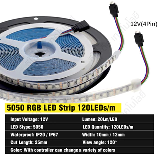 ไฟเส้นหลายสี LED 5054 ไฟปีใหม่ ไฟตกแต่ง สว่างมาก ไฟเส้นสายยาว ไฟติดห้อง IP67กันน้ำ 12V เปลี่ยนฟรี มี 9 สี ให้เหลือก 5M