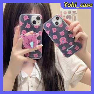 💕พร้อมส่ง💕iPhone 14 13 12 11 Pro Max เคส for เคสไอโฟน11 แฟชั่น บางเบาพกพาง่าย น่ารัก การ์ตูน ลูกหมู พร้อมขาตั้ง Case