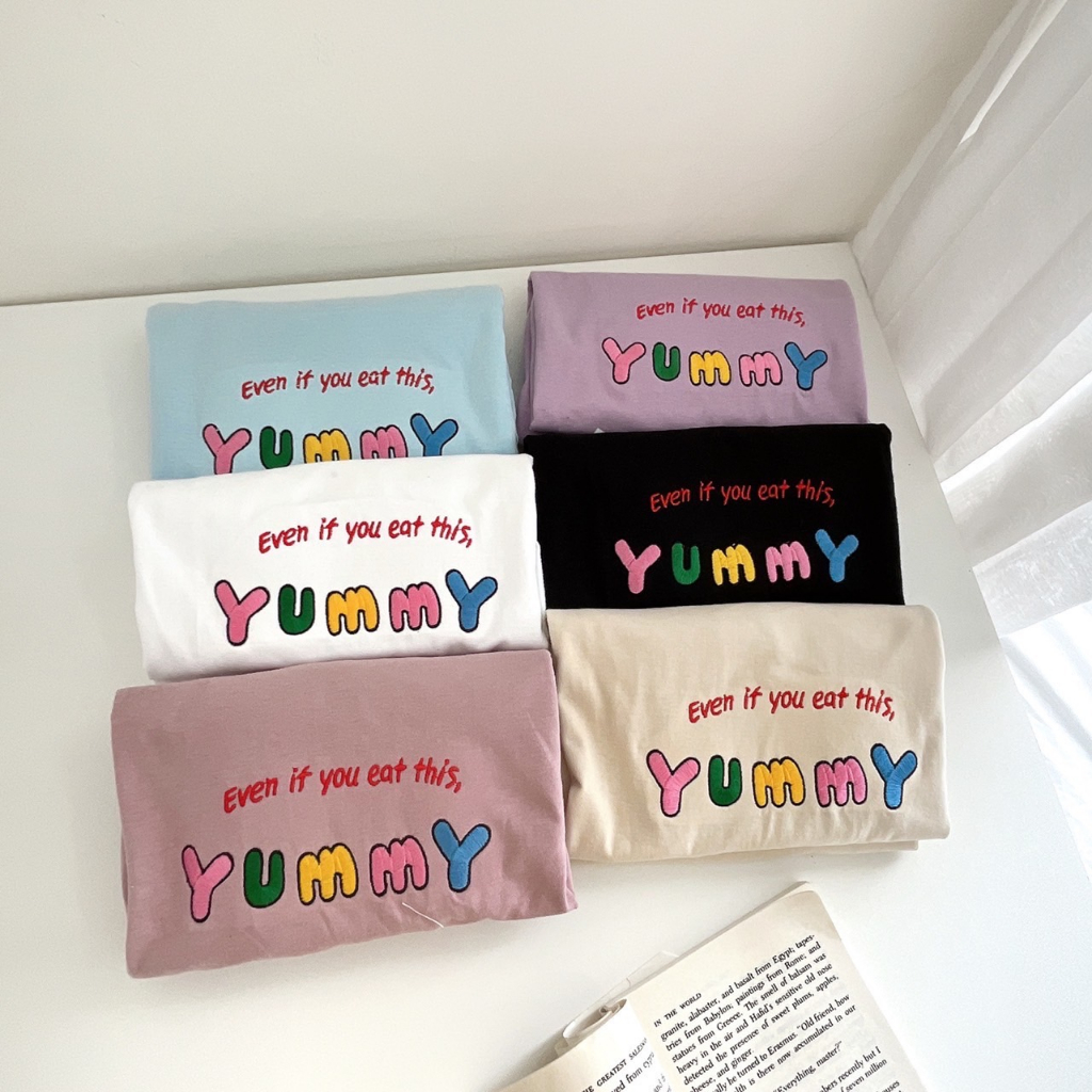 S282 เสื้อยืด oversize ผ้าคอตตอน ปัก Yummy