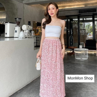 ～MONMONSHOP🙂MON6921～ Glittery Skirt  กระโปรงผ้ากลิตเตอร์ เนื้อผ้ายืดหยุ่นมาก ใส่แมตช์เสื้อตัวOversized ก็เก๋ พรางหุ่นได้