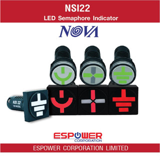 NOVA LED Semaphore Indicator NSI22 ไฟแสดงสถานะ  AC/DC 24V, 48V, 70V, 110V, 125V, 220V, 230V ขนาด 22 mm.