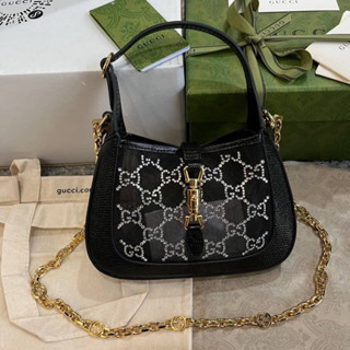 กระเป๋าสะพายข้างพร้อมส่ง#ggjackie 1961 crystal lizard mini bagเทพ size 19x13x3 cm