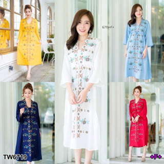 CS6719 เดรสยาว (ทรงโอเวอร์ไซส์) ลายดอกไม้ Long dress (oversize) with floral pattern