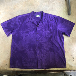 เสื้อฮาวาย Vtg.Hawaii Shirt TWO PALMS MADE IN HAWAII Sz.3XL 100% COTTON