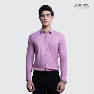 ARROW WRINKLE FREE SHIRT - สวมใส่สบาย ดูแลรักษาง่าย- เสื้อเชิ้ตแขนยาวสีแดง ทรงSLIM FIT รหัส MACS206-RE