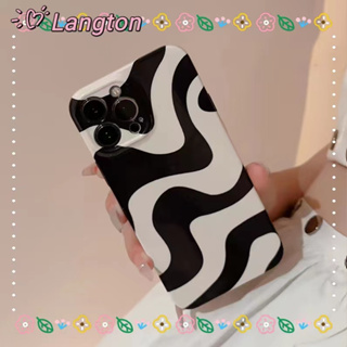 🌈Langton🌸ดำและขาว ลายคลื่น เรียบง่าย ระดับสูง เจ๋ง iphone 11 14 pro max ป้องกันการหล่น ขอบเต็ม case for iPhone 12 13