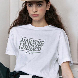 Preorder - เสื้อยืด marithe francois girbaud สีขาว ตัวหนังสือเขียว