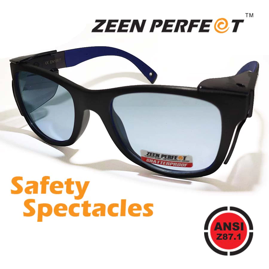 แว่นเซฟตี้ ZEEN PERFECT SG1008 เปลี่ยนเลนส์ได้มีกระบังข้าง ป้องกันตามมาตราฐาน ANSI Z87.1 CE EN166F