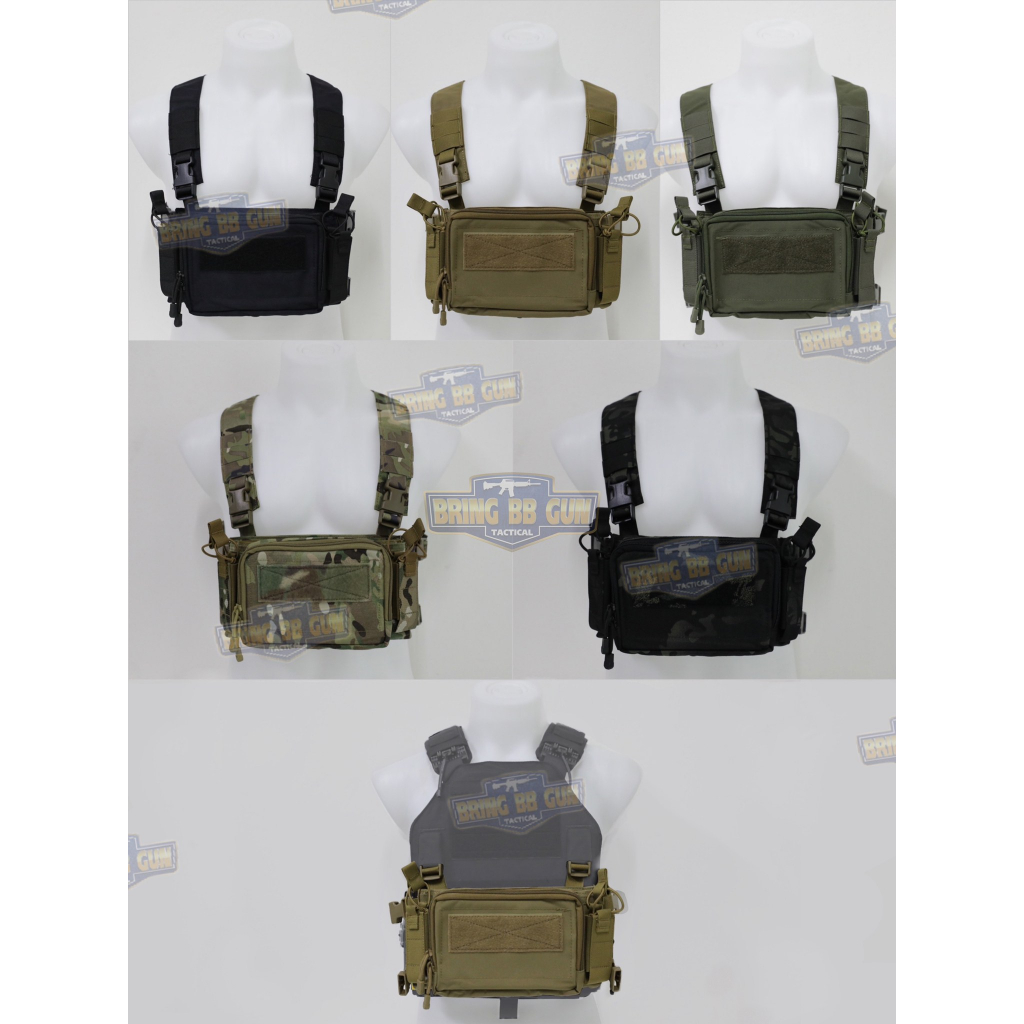 D3CRM Micro Chest Rig (สายโยงบ่า) #มีเพ้าแมก-กาล-ซีน-ยาว3ช่อง (5.56)
