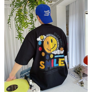 Oversized เสื้อยืดโอเวอร์ไซส์ลายSMILE STAY SMILIN