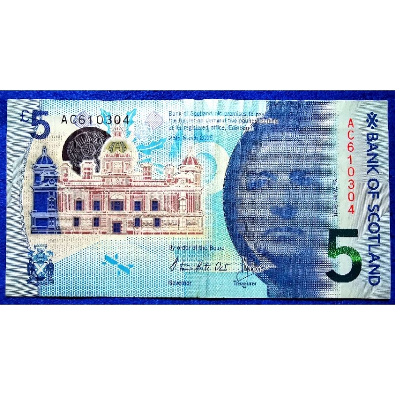 แบงก์​สก๊อตแลนด์​ Scotland, 5 Pounds, ใช้แล้ว, B994E