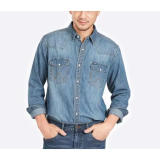 Wrangler Regular Fit เสื้อเชิ้ตแขนยาว  Cotton 100% แบรนด์แท้ made in Thailand ราคาป้าย 1,890฿