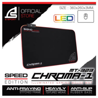 แผ่นรองเมาส์มีไฟ (เปลี่ยนได้ 7สี) SIGNO PAD E-SPORT MT323 CHROMA-1 SPEED GAMING SALE (ลดล้างสต๊อก)