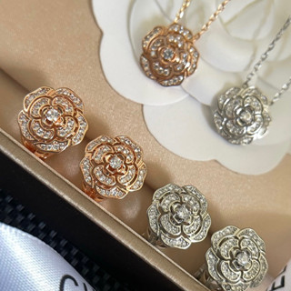 CH BOUTON DE CAMELIA SET| เซตสร้อยคอ+ต่างหูชาแนลงาน1:1 ปั๊มแบรนด์ครบ งานสวยเป๊ะ พร้อมถุง PVC BRAND ส่งจากไทย🇹🇭