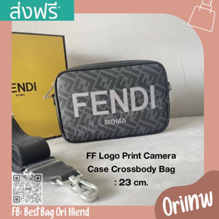 🔥กระเป๋าเฟนดิผู้ชาย FF Logo Print Camera Case Crossbody สีเทา❌งานเทพ❌23cm.🔥[หนังแท้] ภาพถ่ายงานจริง ทักแชทก่อนกดสั่งซื้อ