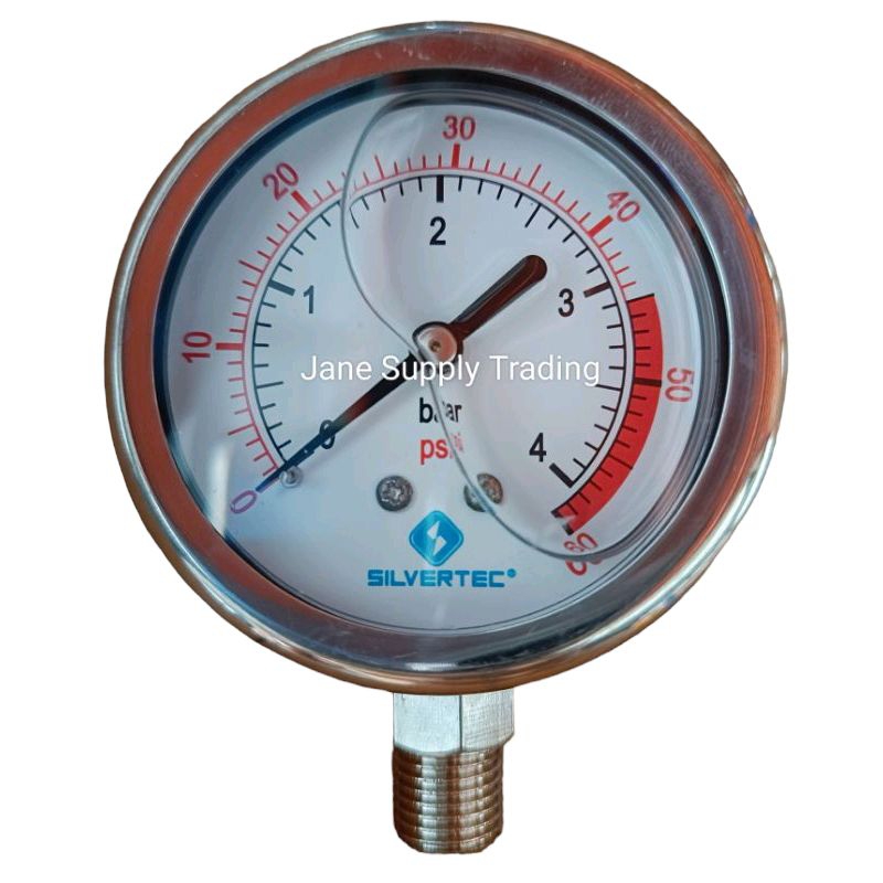 เกจวัดแรงดัน / เพรสเชอร์วัดแรงดัน แบบมีน้ำมัน เกลียวล่าง SILVERTEC (DARHOR) ขนาด 2-1/2″