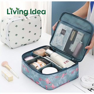 Living idea กระเป๋าใส่เครื่องสำอาง แบบพกพา ลายการ์ตูนน่ารัก