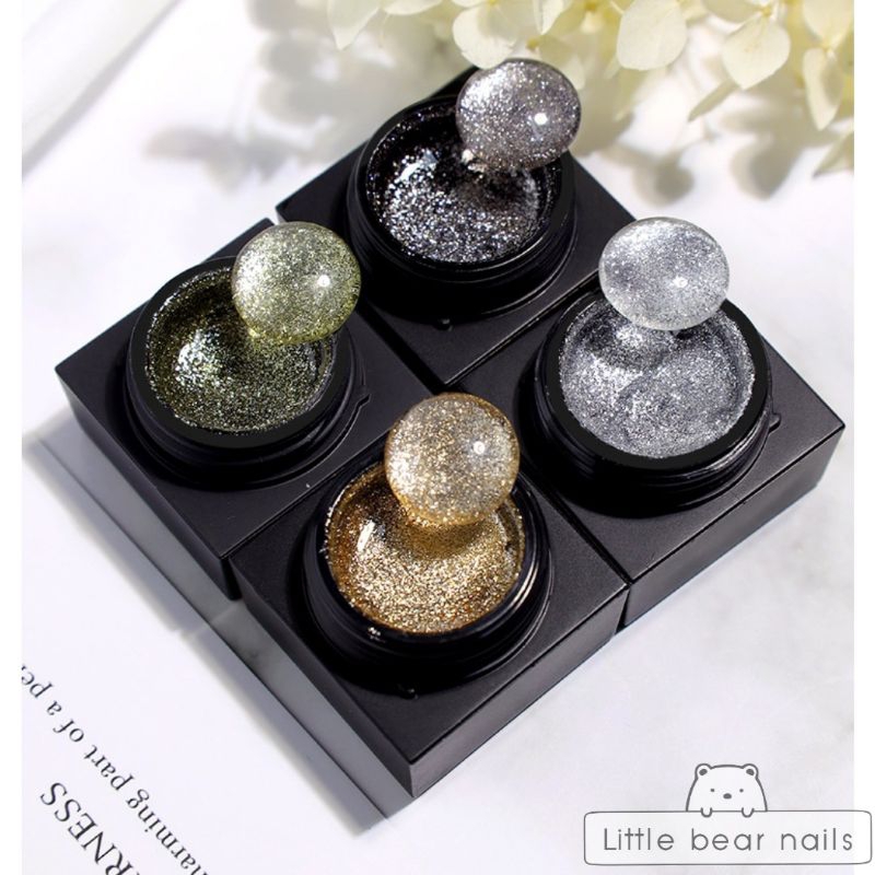 สีเจลกากเพชรละเอียด สีเจลแพตตินั่ม PLATINUM GEL ใช้ทา ใช้ตัดเส้น เพิ่มความหรูหรา - รูปที่ 2