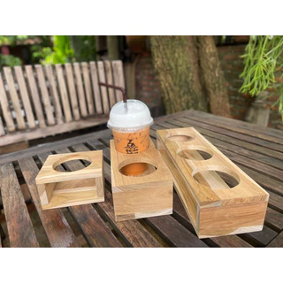 บล็อควางแก้วน้ำ ที่วางแก้วน้ำ 1-4 ช่องจากไม้สัก กันแก้วน้ำล่ม ❗️ผลิตเองทุกชิ้น🦋🍒🍞