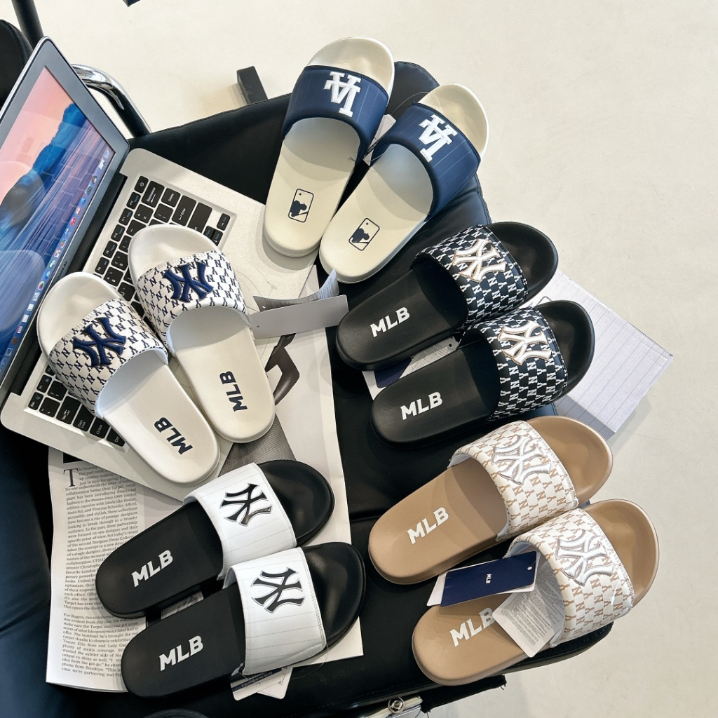 ของแท้100% MLB Unisex men and women casual slippers รองเท้าแตะ