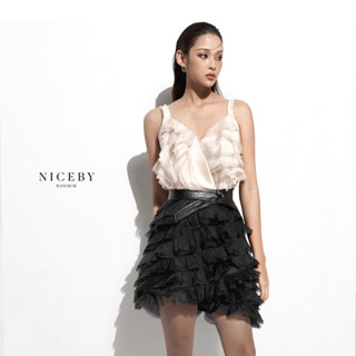 Black Sand Layered Ruffle Mini Dress - เซทสายเดี่ยว