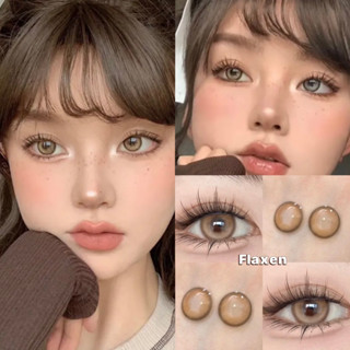 ***ทักแชทก่อนสั่ง***คอนแทคเลนส์(รายปี) (สายตาปกติ) รุ่นLuckylens สีFlaxen (สีน้ำตาล) ขนาดเลนส์14.5 ค่าอมน้ำ50%