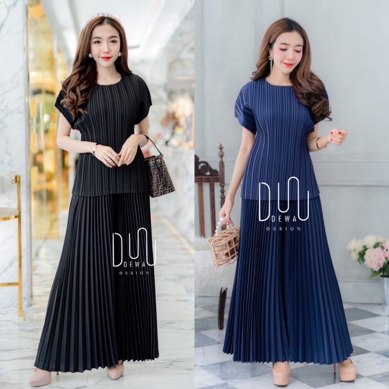 Pleat Set ชุดเข้าเซทผ้าอัดพลีท ชุดพลีทเข้าเซท เสื้อแขนล้ำ กางเกงขายาวผ้าอัดพลีท ราคา ถูกที่สุด ดีลบีเคเค รูปภาพหลัก