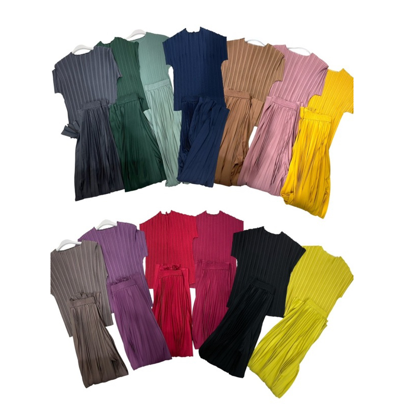 Pleat Set ชุดเข้าเซทผ้าอัดพลีท ชุดพลีทเข้าเซท เสื้อแขนล้ำ กางเกงขายาวผ้าอัดพลีท ราคา ถูกที่สุด ดีลบีเคเค แกลเลอรีภาพที่ 9