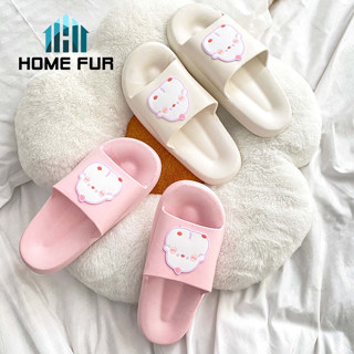 Home Fur (◔3◔) รองเท้าแตะผู้หญิง แบบสวม สไตล์เกาหลี ลายลูกเจี๊ยบสุดคิวท์ พื้นนุ่ม ใส่สบายシ