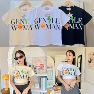 เสื้อยืดทรงสลิมลายGentlewomanป้ายLapsilk