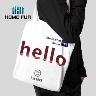 Home Fur กระเป๋าสะพายข้าง กระเป๋าสะพายไหล่ สกรีนลาย แฟชั่นสไตล์วัยรุ่น