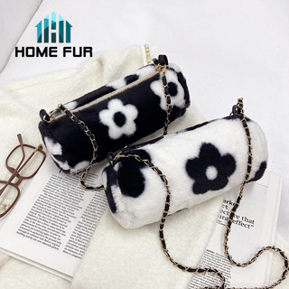 Home Fur ✿ กระเป๋าแฟชั่นสะพายไหล่ สไตล์เกาหลี กระเป๋าผ้าขนนุ่ม สายโซ่เรียบหรูดูแพง สินค้าพร้อมส่ง ✿