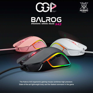 [กรุงเทพฯ ด่วน 1 ชั่วโมง] NUBWO เมาส์เกมมิ่ง BALROG X43 Gaming Mouse X43 MACRO มีไฟ RGB ปรับ DPI ได้ เหมาะสำหรับเล่นเกม