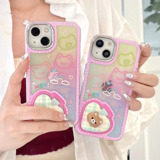 🎁ส่งของขวัญ🎁เคสไอโฟน 11 13 12 Pro Max น่ารัก หมี กระจกแต่งหน้า เคส for ไอโฟน14 pro max soft case Iphone