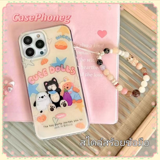 🍑CasePhoneg🍑สไตล์สร้อยข้อมือ การ์ตูน หมีน้อย เส้นขอบโปร่งใส iPhone 11 14pro max ป้องกันการหล่น case for iPhone 12 13