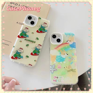 🍑CasePhoneg🍑การ์ตูน ลูกสุนัข เส้นขอบโปร่งใส รุ่นคู่ iPhone 11 14pro max ป้องกันการหล่น ขอบเต็ม case for iPhone 12 13